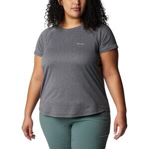 Columbia Women Plus Size Bogata Bay T-Shirt Short Sleeve Size 2X Black Gray